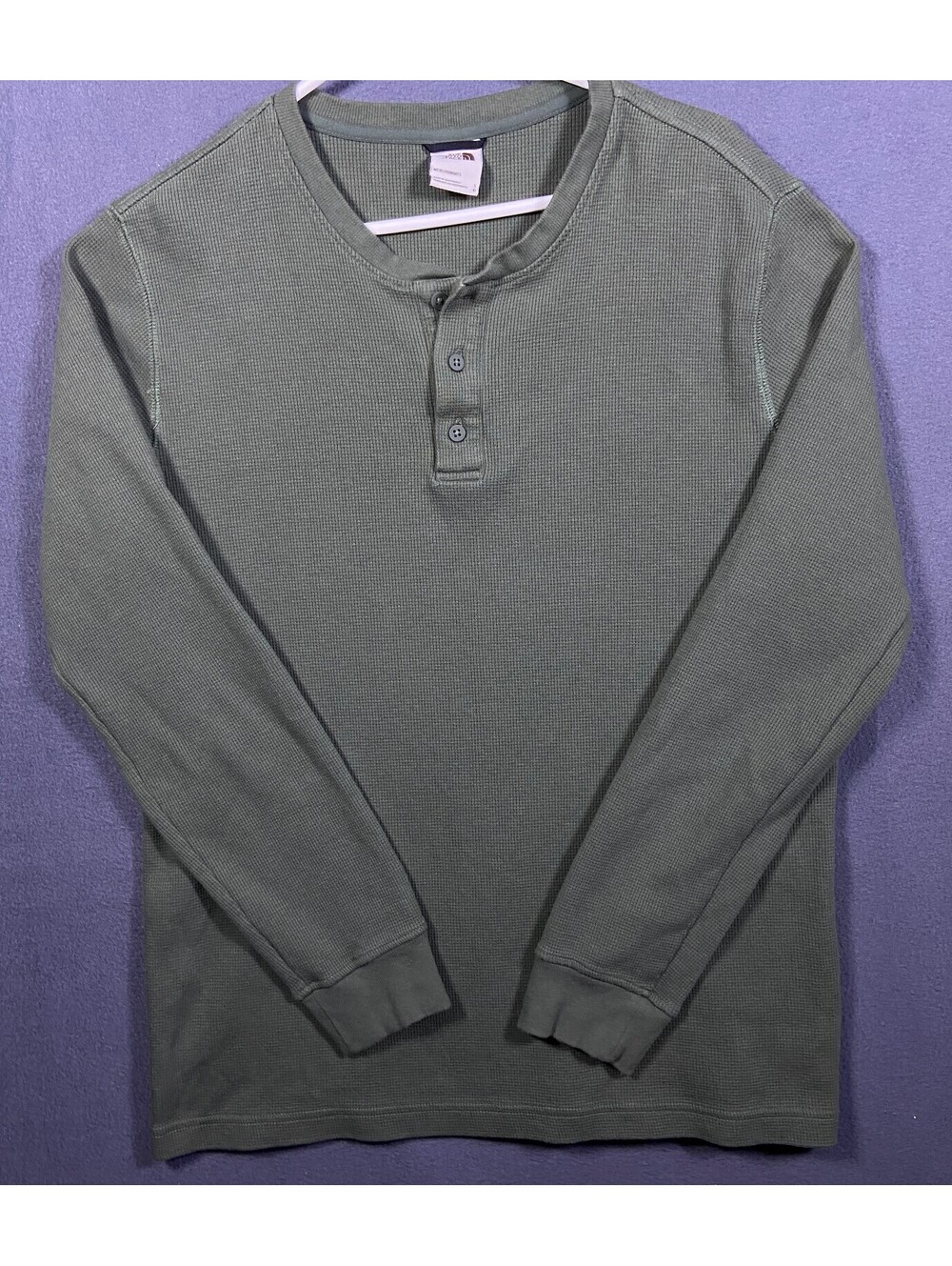 The North Face TNF Men's Waffle LS Button Sz L Henley Thyme Green 2022 Gorpcore